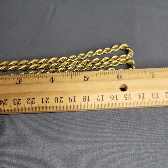 Monet Signed Gold Tone Metal Twisted Rope Chunk Chain Long Necklace 26 in - Picture 6 of 6